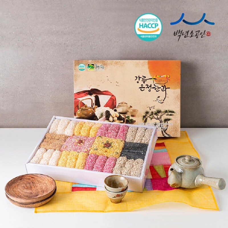 사임당에프앤비,강릉은정한과 실속 2단 선물세트 (전통 유과 수제 답례품 명절 설날 추석선물)